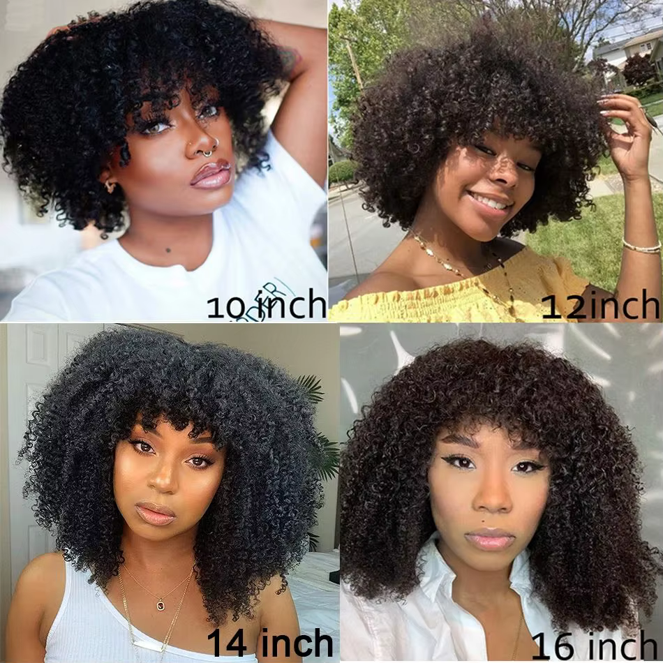 Mongol court 4B 4C perruques Afro crépus bouclés Bob perruque brésilienne perruque cheveux humains pour femme cheveux humains perruques de cheveux naturels pleine Machine