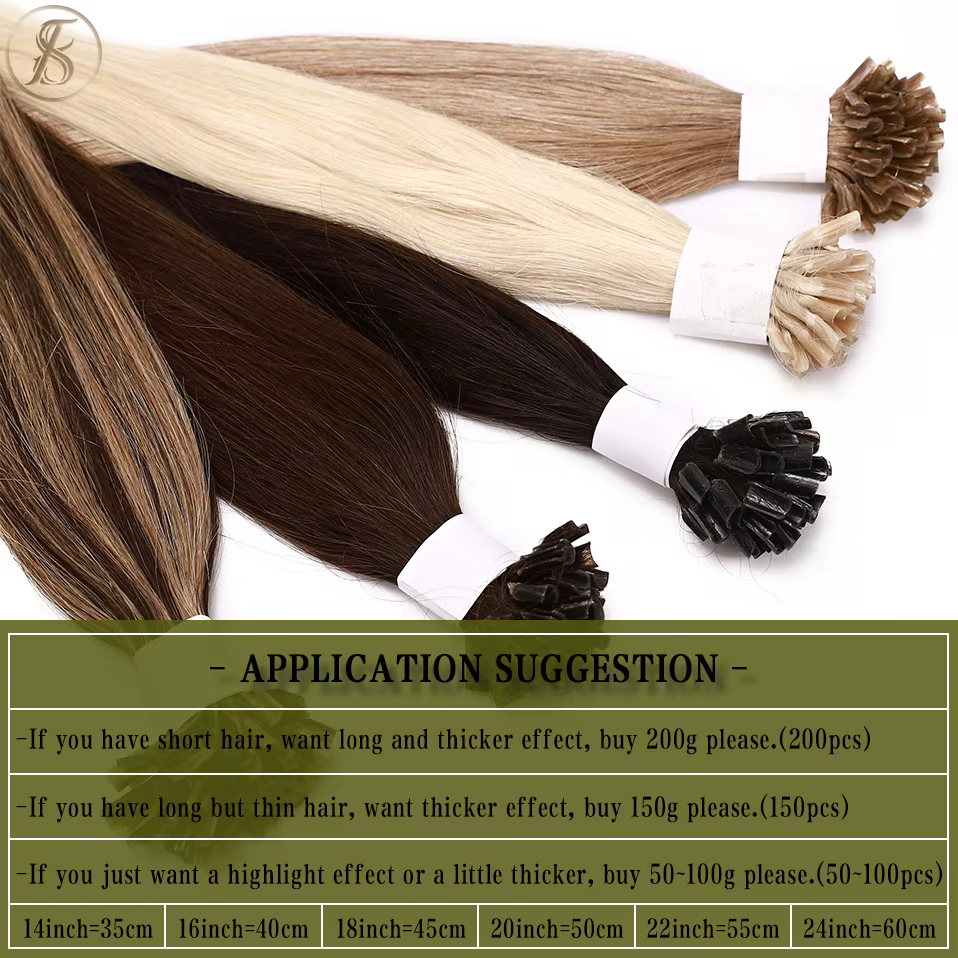 TESS U Tip-Extensions de Cheveux Naturels Pré-Collés