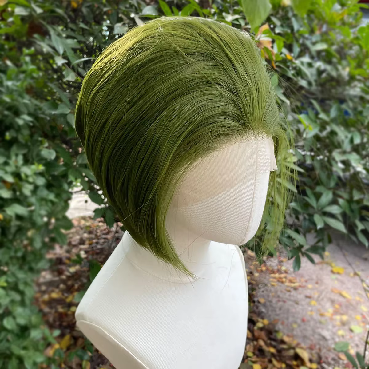 Perruques de Cosplay Bob Joker courtes vertes pour hommes