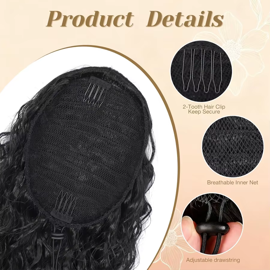 Queue de cheval courte bouclée afro pour femme