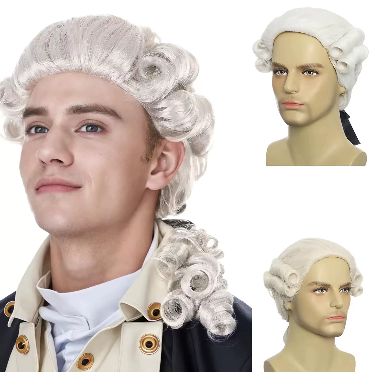 Perruque gothique coloniale pour hommes