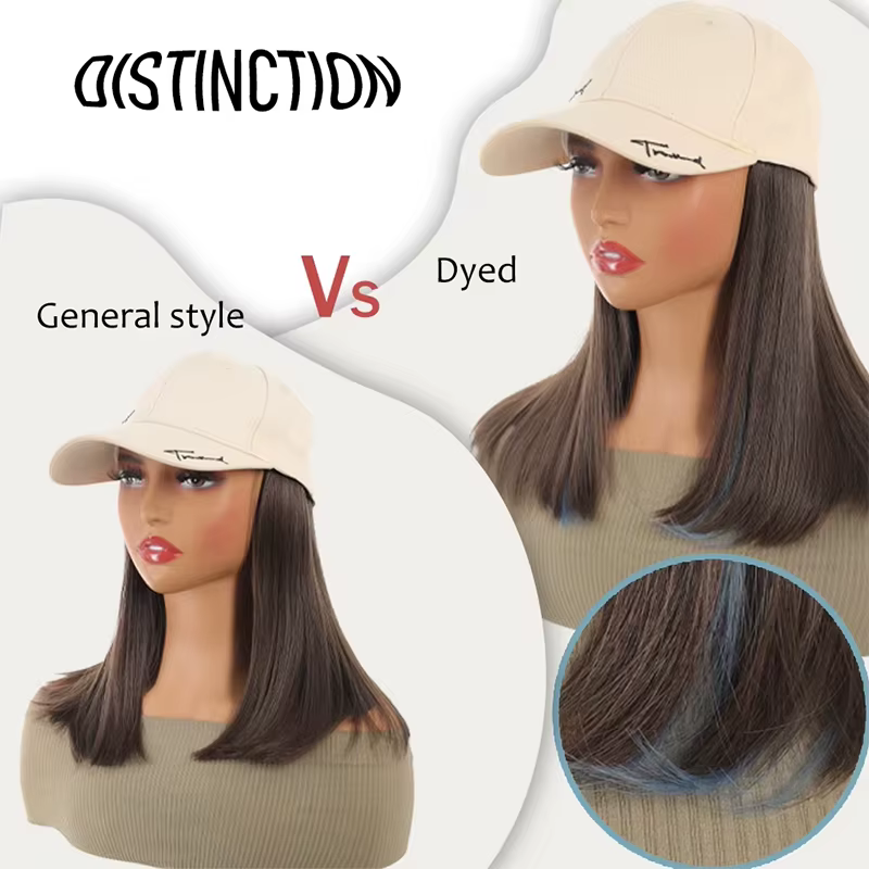 Casquette de baseball Allaosify pour femme avec cheveux synthétiques de 12 pouces
