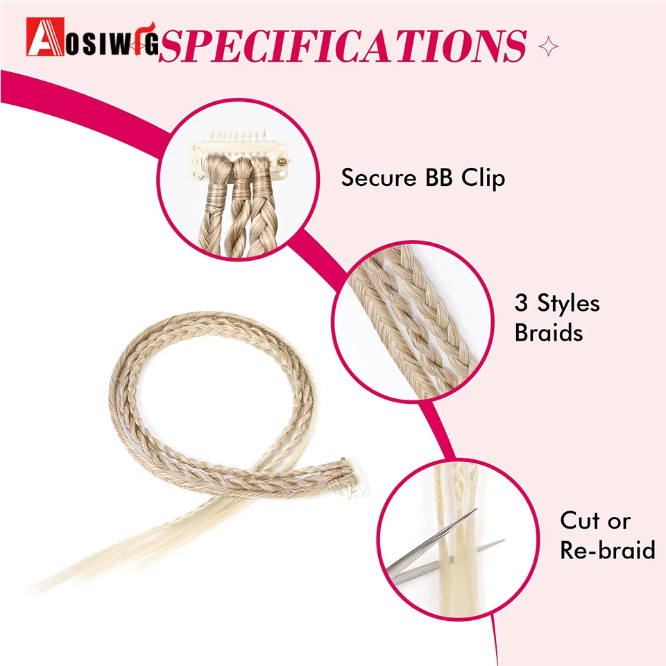 Extensions capillaires synthétiques longues à Clip tressé