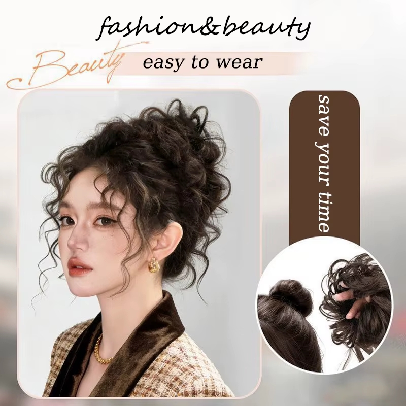 Extensions de chignon en cheveux synthétiques bouclés