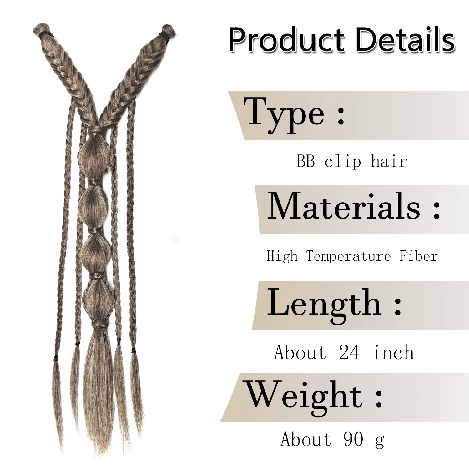 Extensions de cheveux synthétiques tressées style bohème viking, mèches ombrées, tresses féeriques médiévales, clip pour femmes, queue de cheval faite à la main