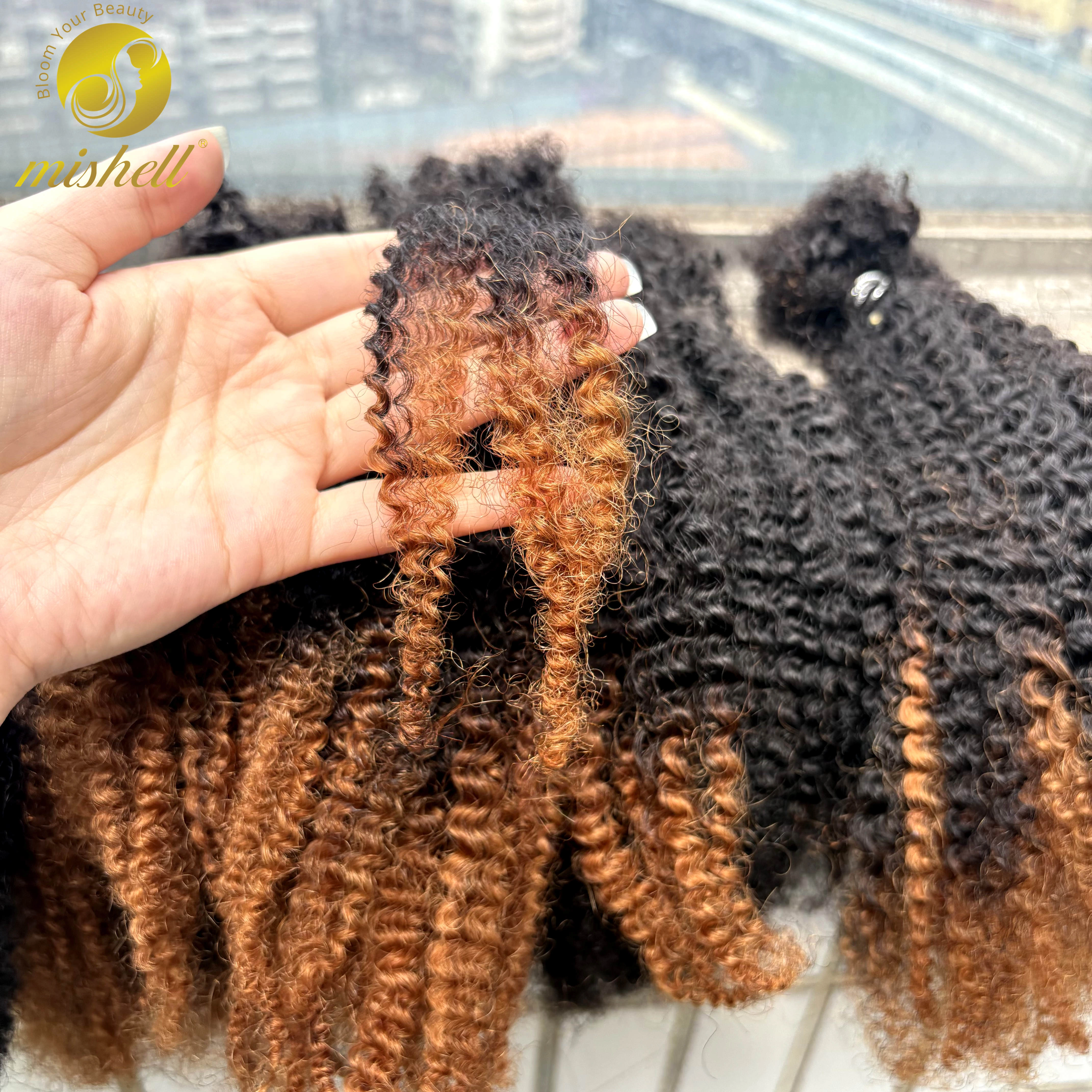 Extensions de cheveux humains bouclés afro ombrés en vrac sans trame