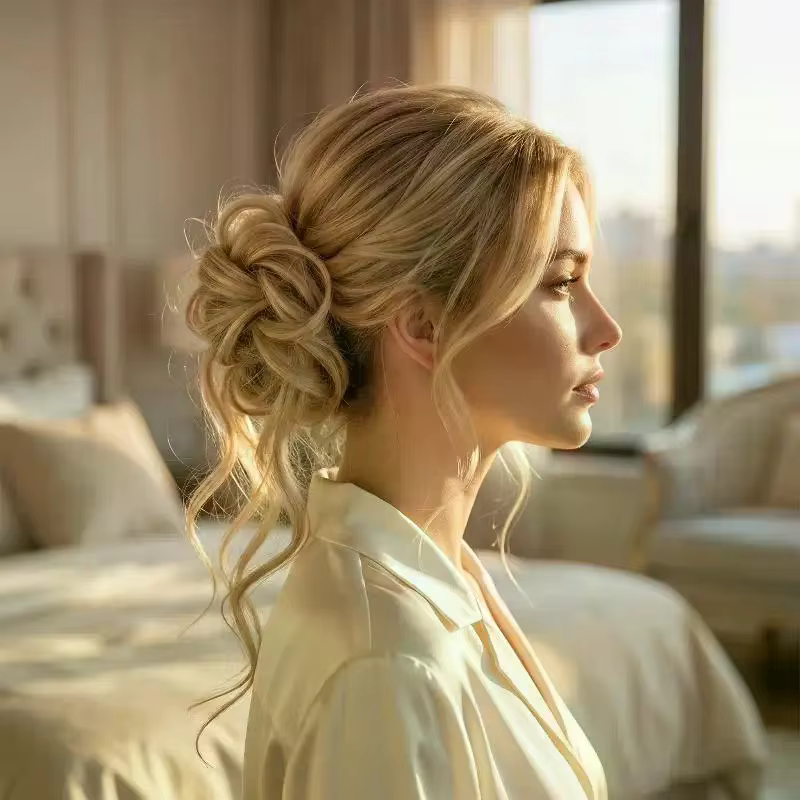 Chignon synthétique élégant et bouclé avec élastique