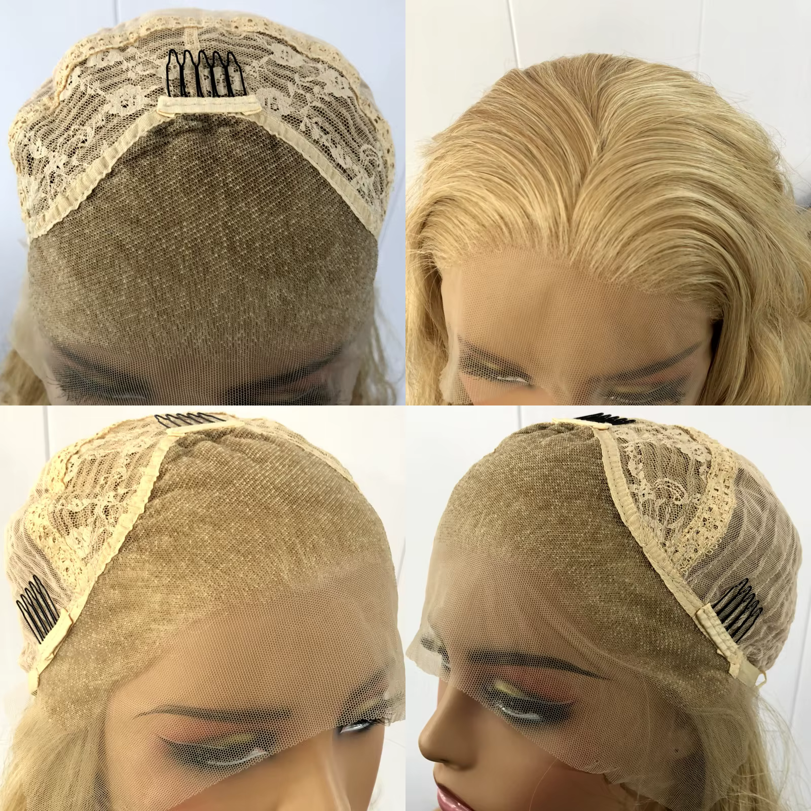 Perruque Lace Front Wig courte bouclée et ondulée à reflets blonds 13x4