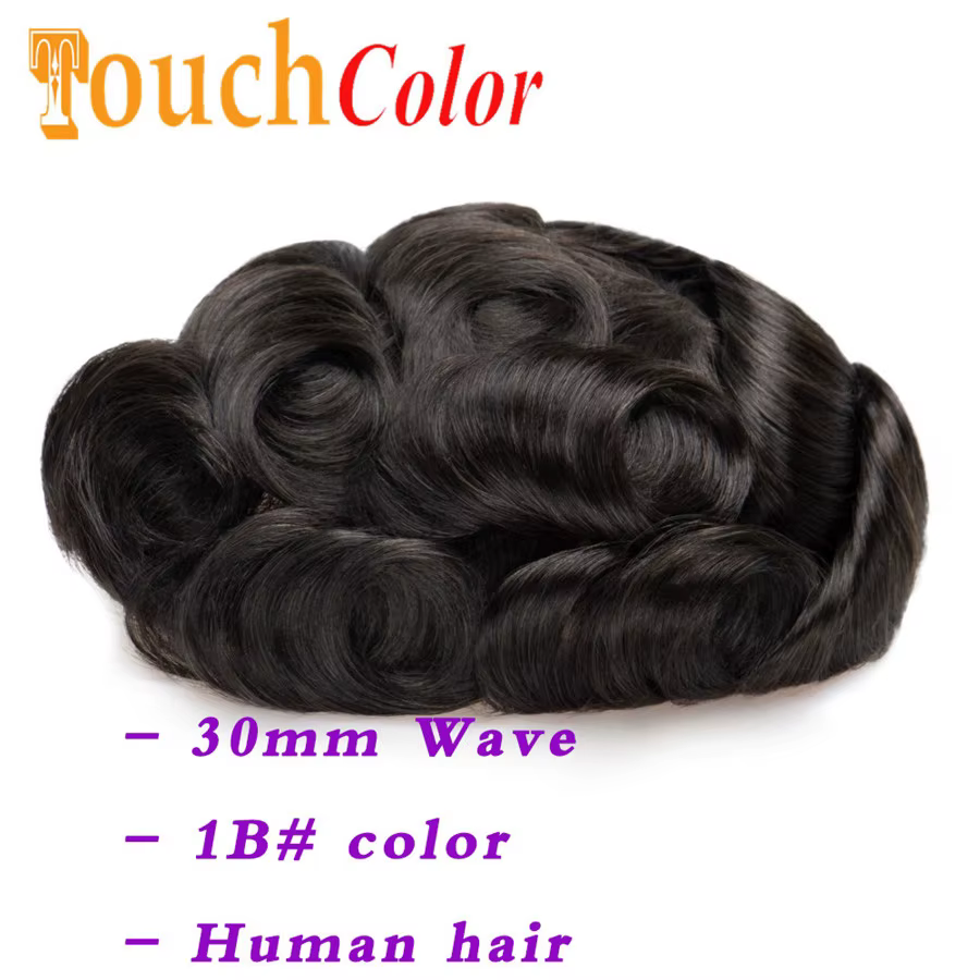 Prothèse capillaire masculine durable en cheveux humains naturels