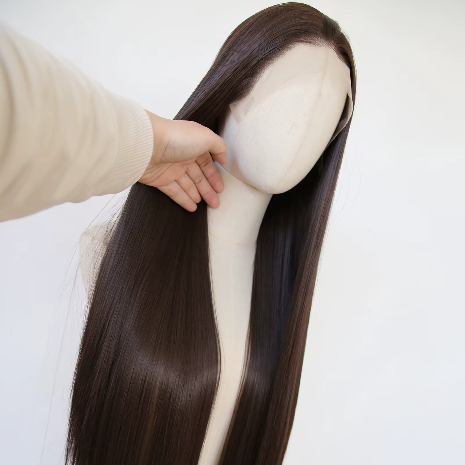 Perruque Lace Front Wig synthétique marron foncé