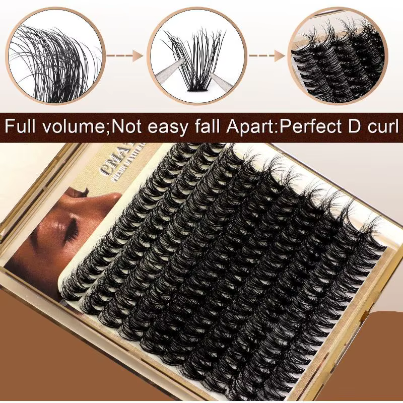 Clusters de cils épais et volumineux pour extension de cils DIY