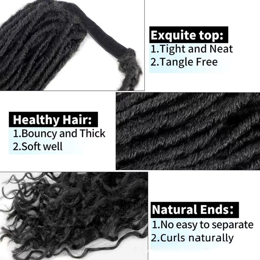 Extensions de queue de cheval à clipser, fausses locks torsadées pour femmes noires, postiches synthétiques Goddess Locs à enrouler