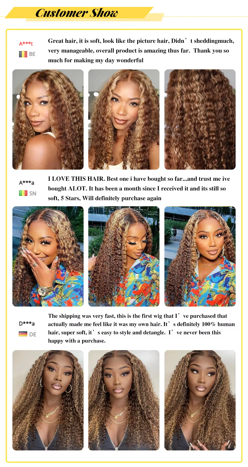30 pouces HD dentelle mettre en évidence Ombre perruque bouclés couleur cheveux humains 13x6 13x4 vague profonde