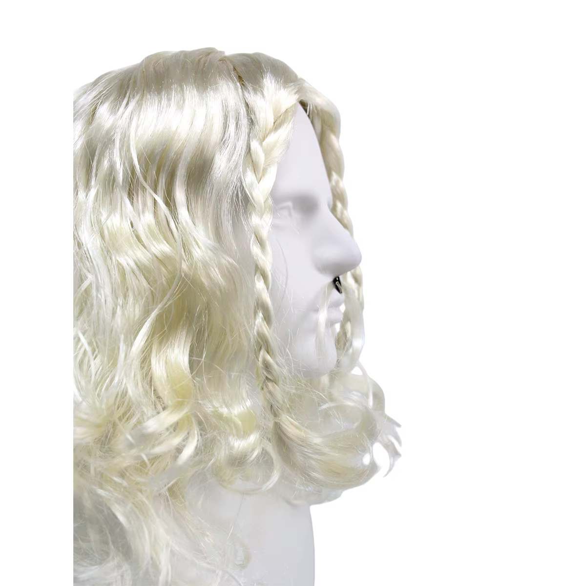 Perruque synthétique blonde de Viking pour homme avec tresses et moustache