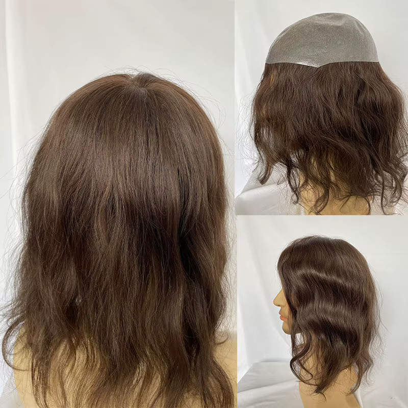 Perruque naturelle en cheveux humains vierges européens de 12 pouces
