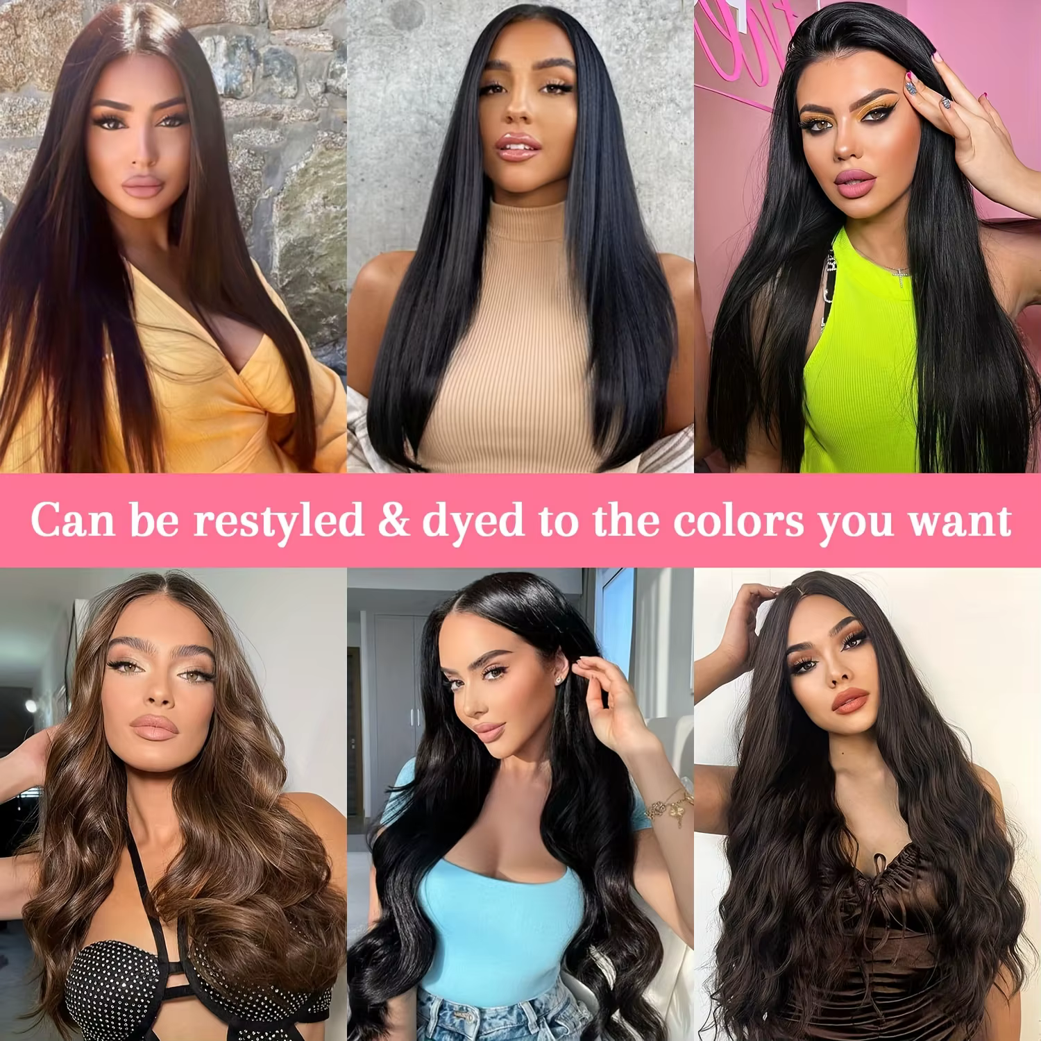 Extensions de cheveux synthétiques lisses de 20 pouces