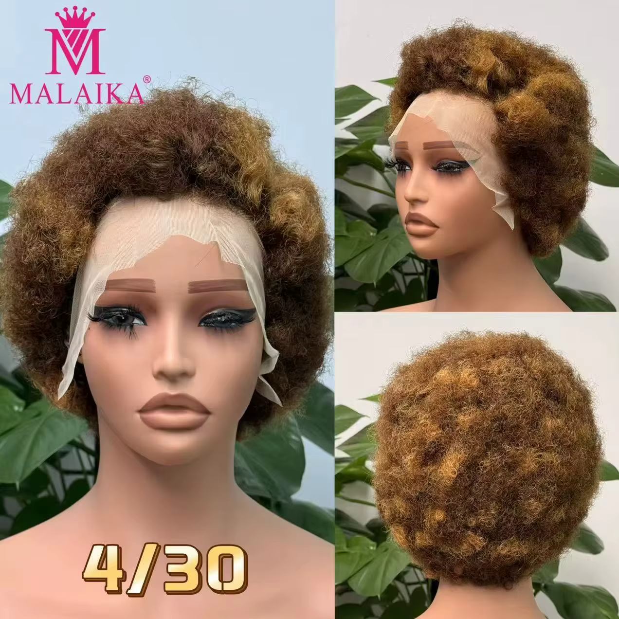 Perruque Bob Lace Front Wig naturelle crépue bouclée