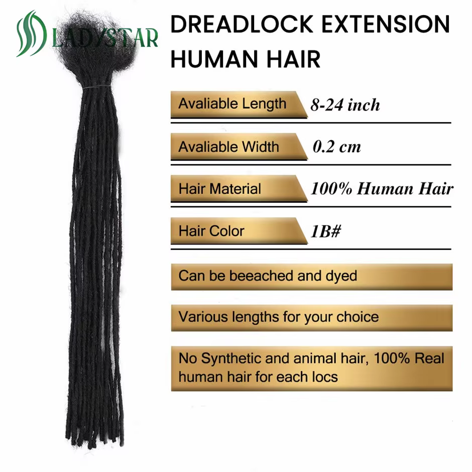 Extensions de dreadlock 0.2 cheveux humains pour hommes