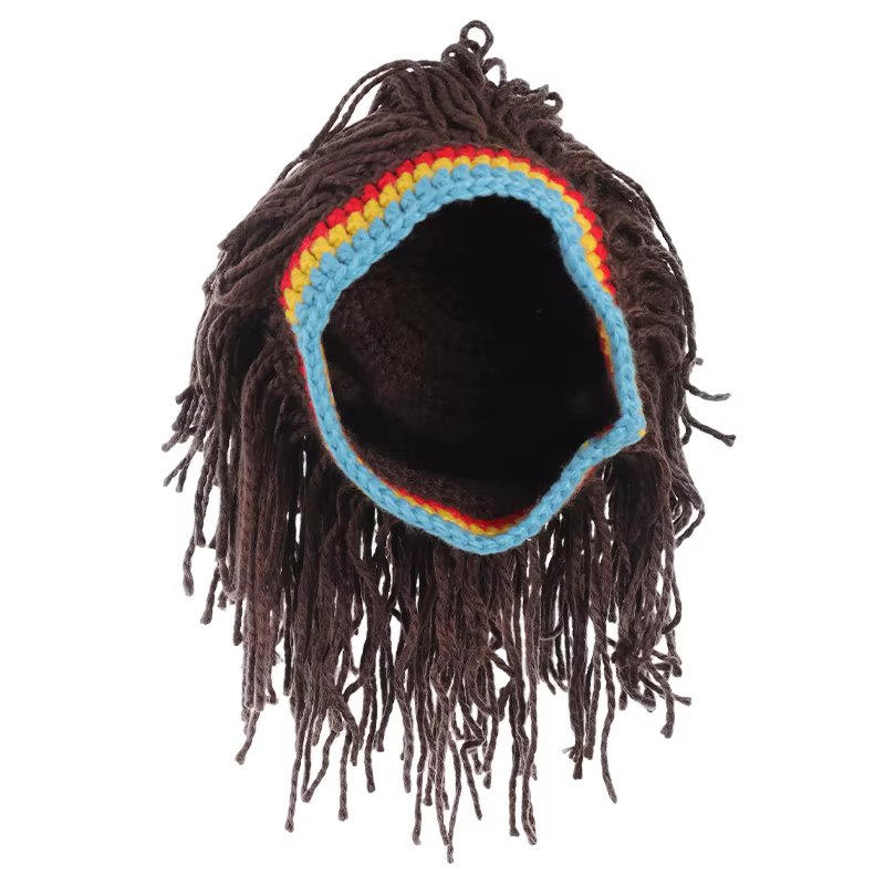 Chapeau perruque dreadlocks en crochet amusant avec bandeau arc-en-ciel