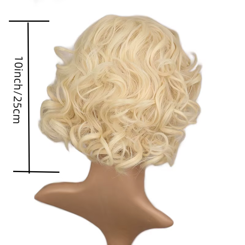 Perruque synthétique courte bouclée pour Cosplay