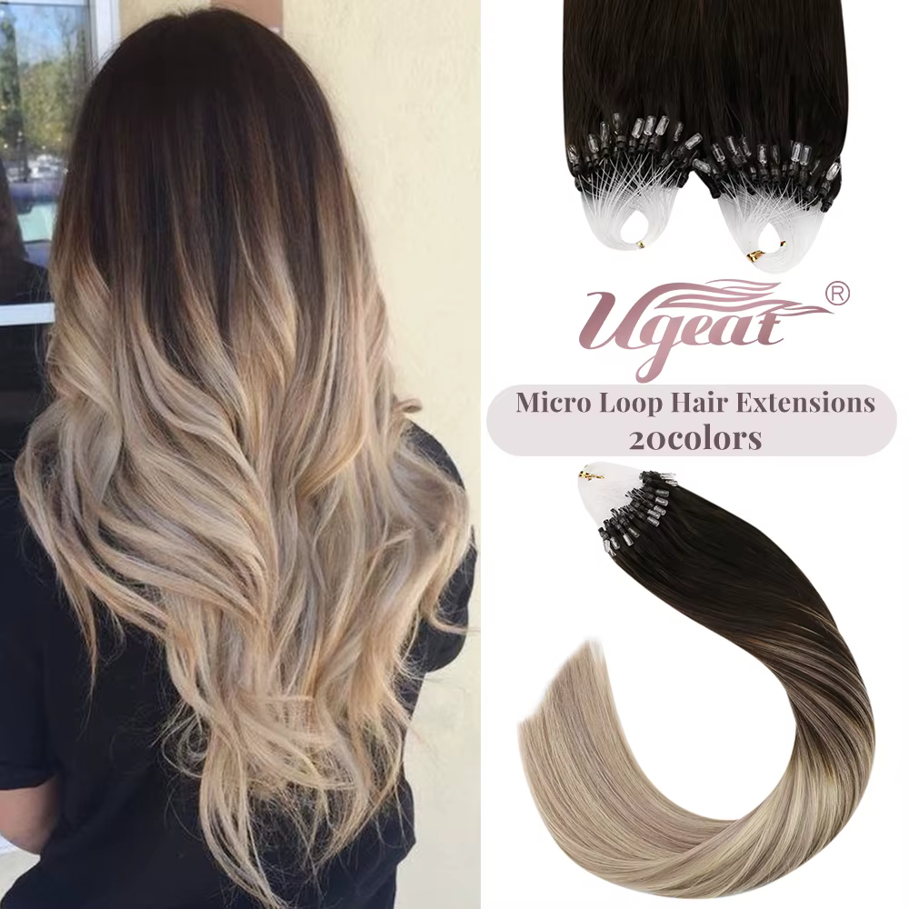 Ugeat Micro boucle Extensions de cheveux humains vrais