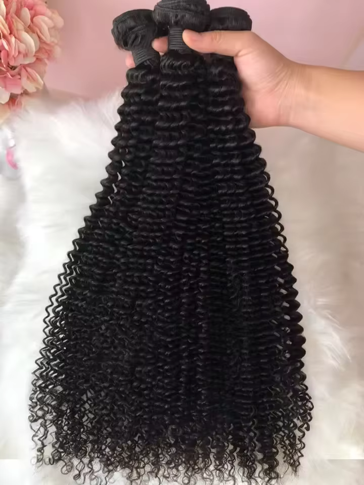 Extensions de cheveux humains brésiliens bouclés crépus non traités 100% naturels Jerry Curly 10-42 pouces 1/3/4 paquets