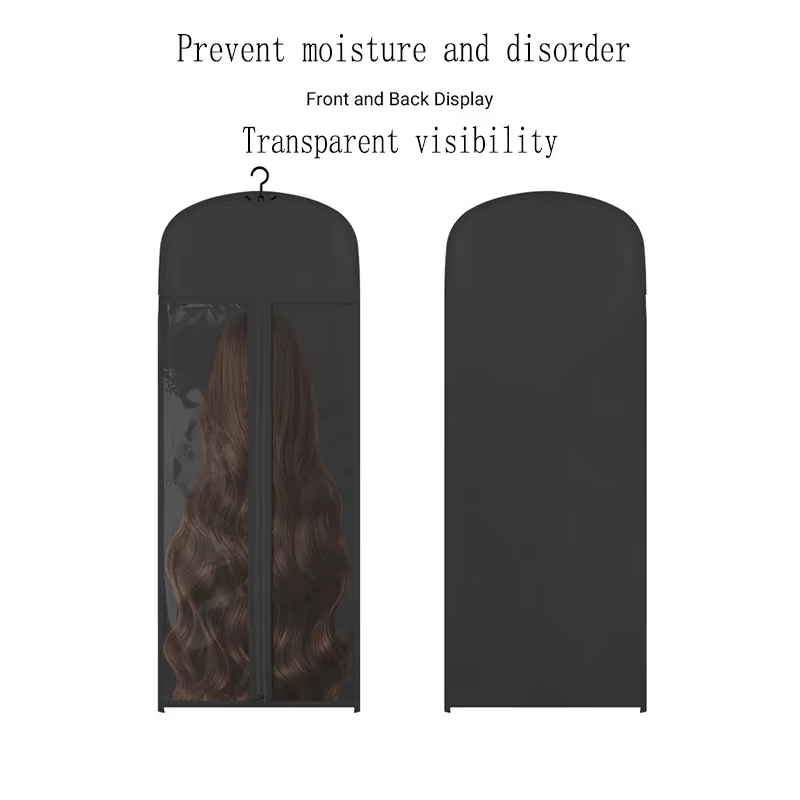 Sac de rangement pour perruques, sac d'organisation, étui pour perruques, sac transparent spécifique aux perruques, sac à fermeture éclair