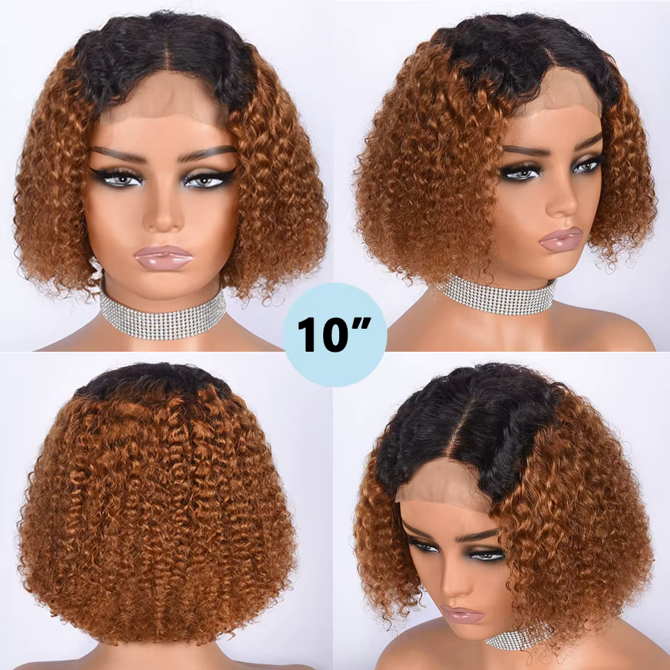 HairUGo-Perruque BOB à fermeture en dentelle pour femme