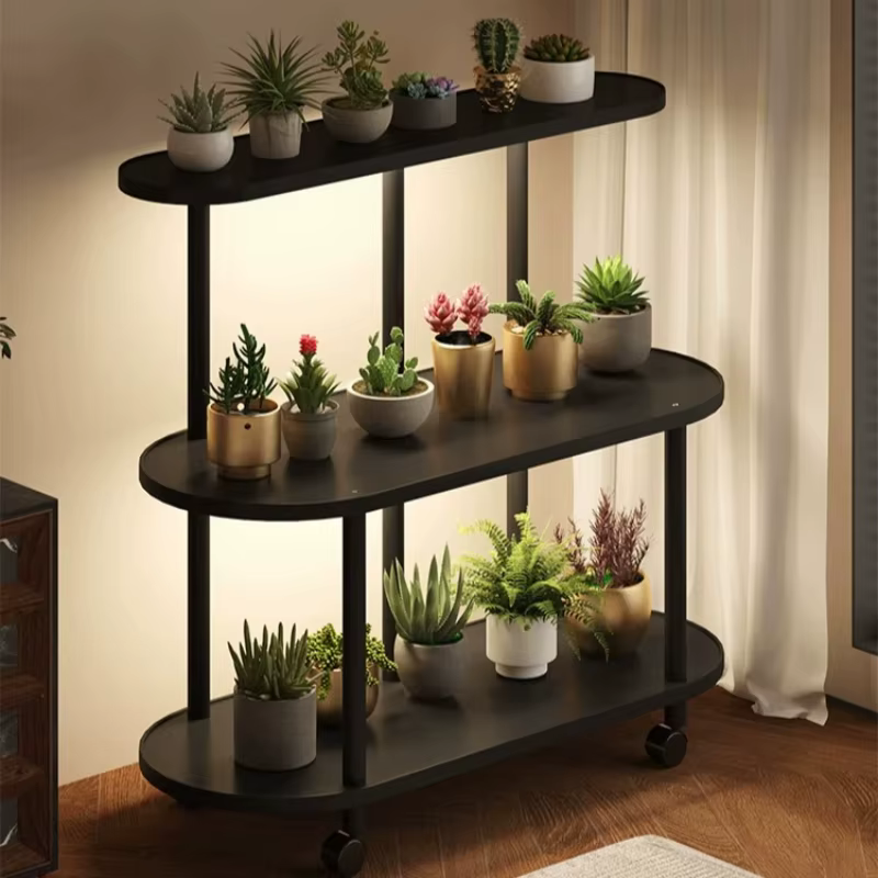 Étagère à plantes d'intérieur pour terrasse, rangement extérieur, support métallique pour plantes de style Mid-Century pour porche, mobilier de jardin et de patio