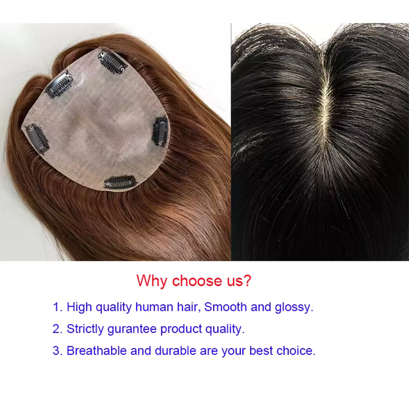 Vente chaude chine perruque Base en soie indien réel Remy Extensions de cheveux humains Topper
