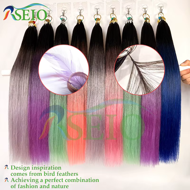 RESIO Extensions de cheveux en plumes lisses 100%