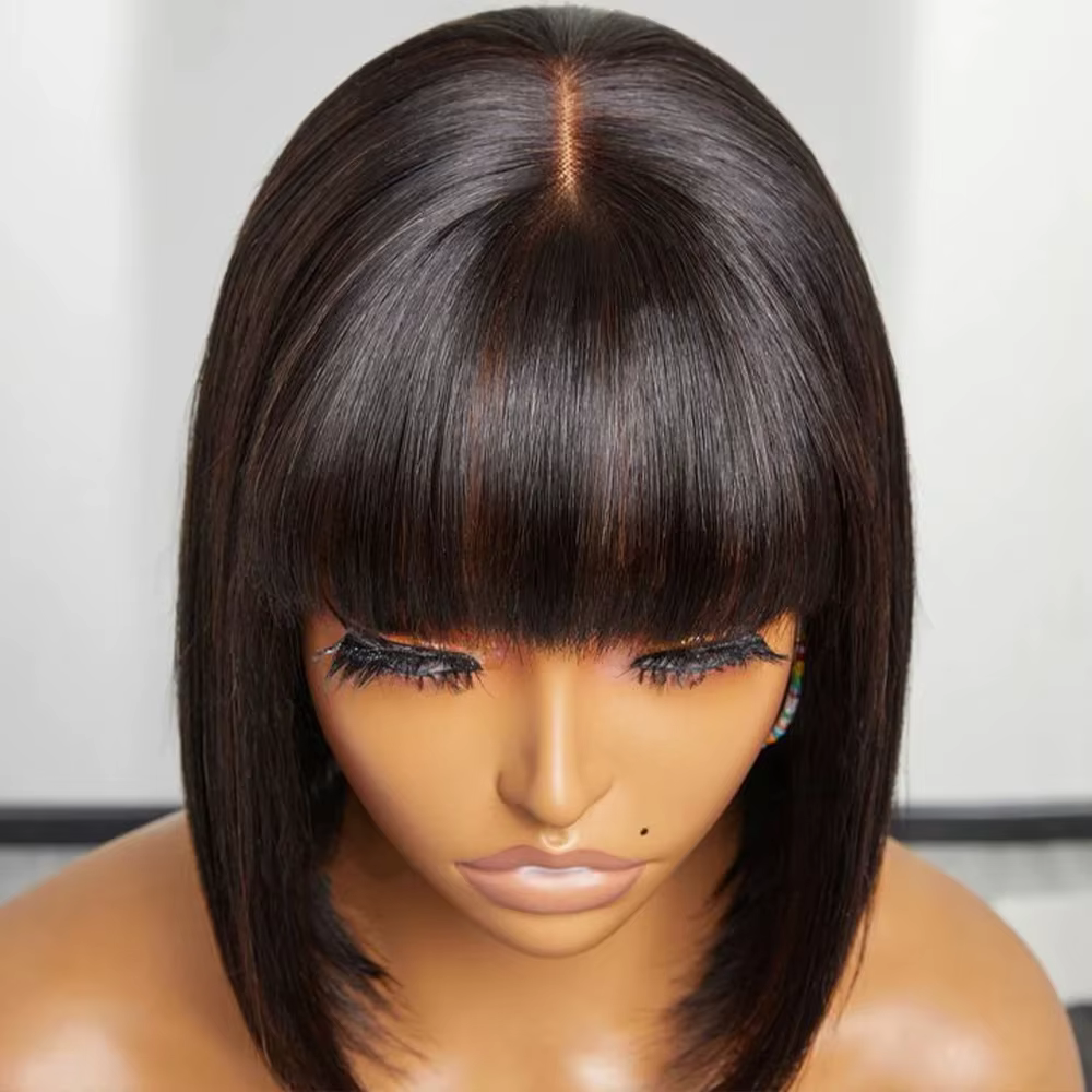 Rebecca droite Bob dentelle perruques sans colle