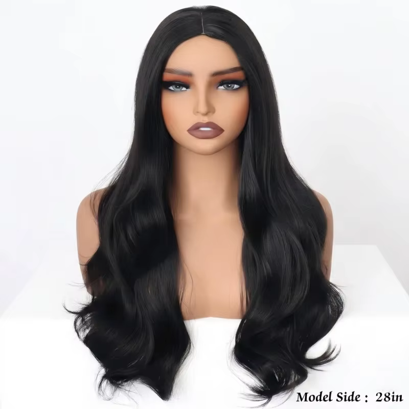 Perruque synthétique longue bouclée noire pour femme