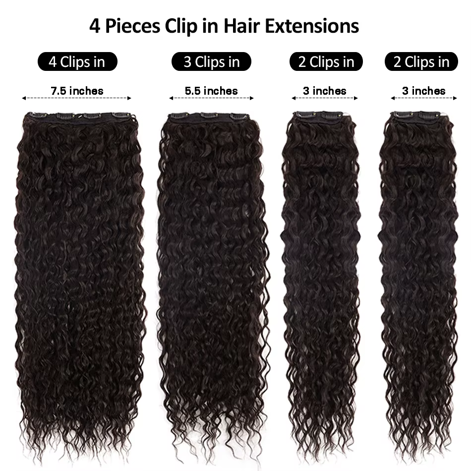 Extensions capillaires synthétiques bouclées à clips pour femmes