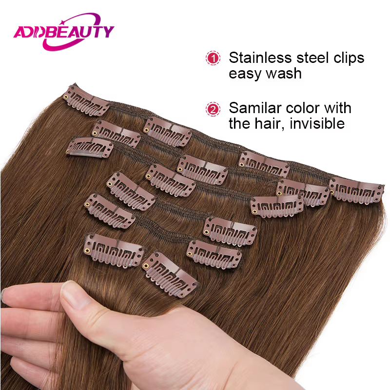 Extensions de cheveux raides Clips dans l'extension