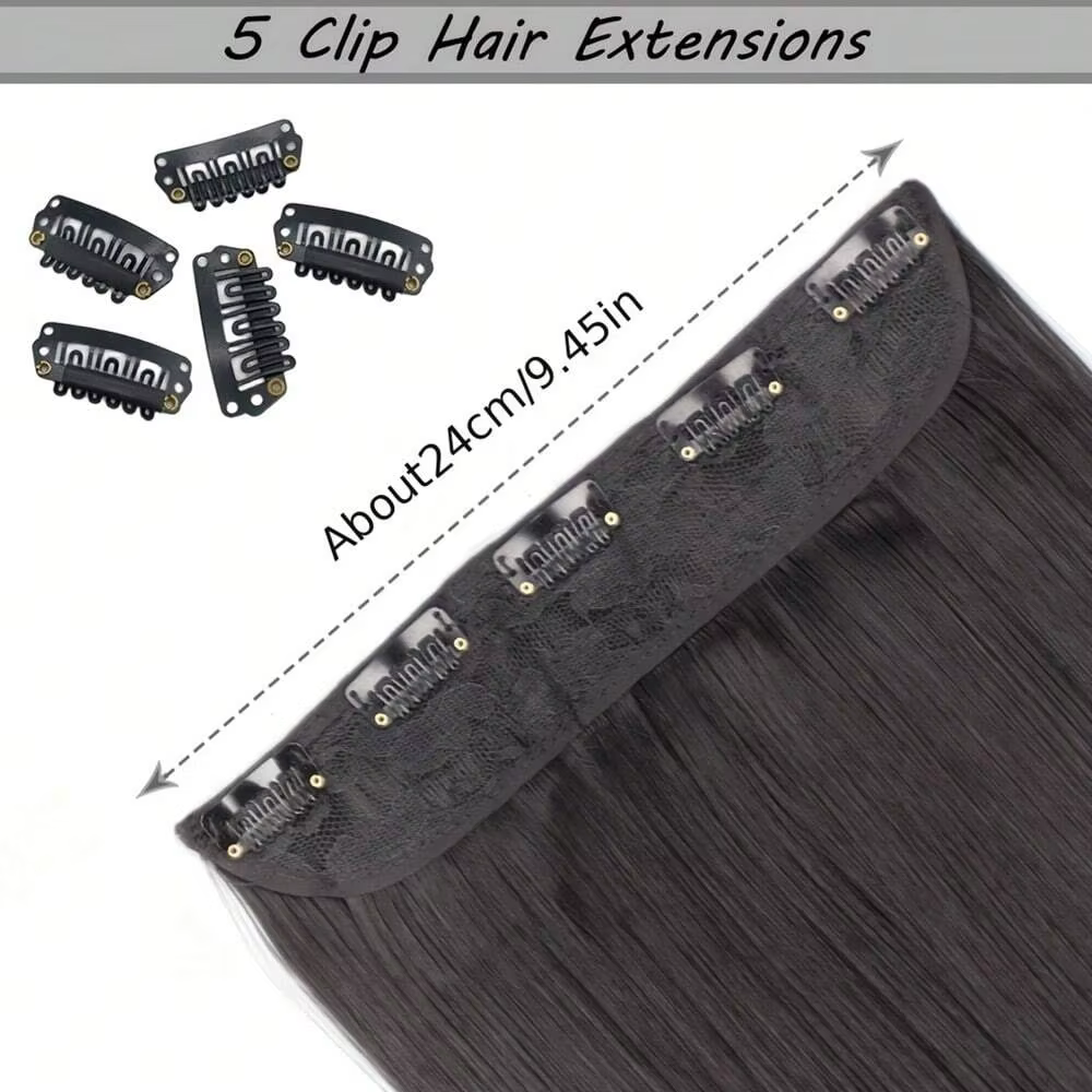 24 pouces/32 pouces/40 pouces postiches synthétiques longues droites pince dans les Extensions de cheveux noir naturel