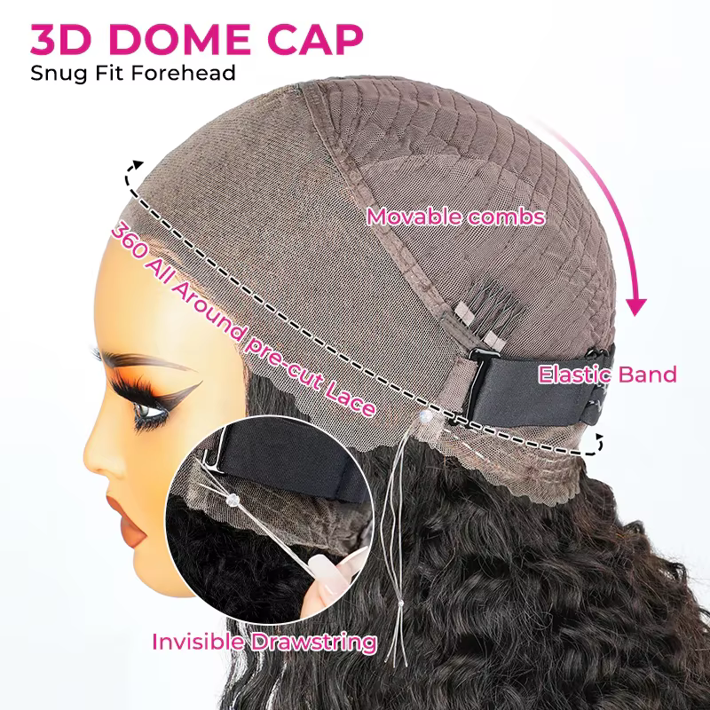 ISEE 360 crépus bouclés porter Go perruque sans colle avec des cordons invisibles pré-coupés dentelle