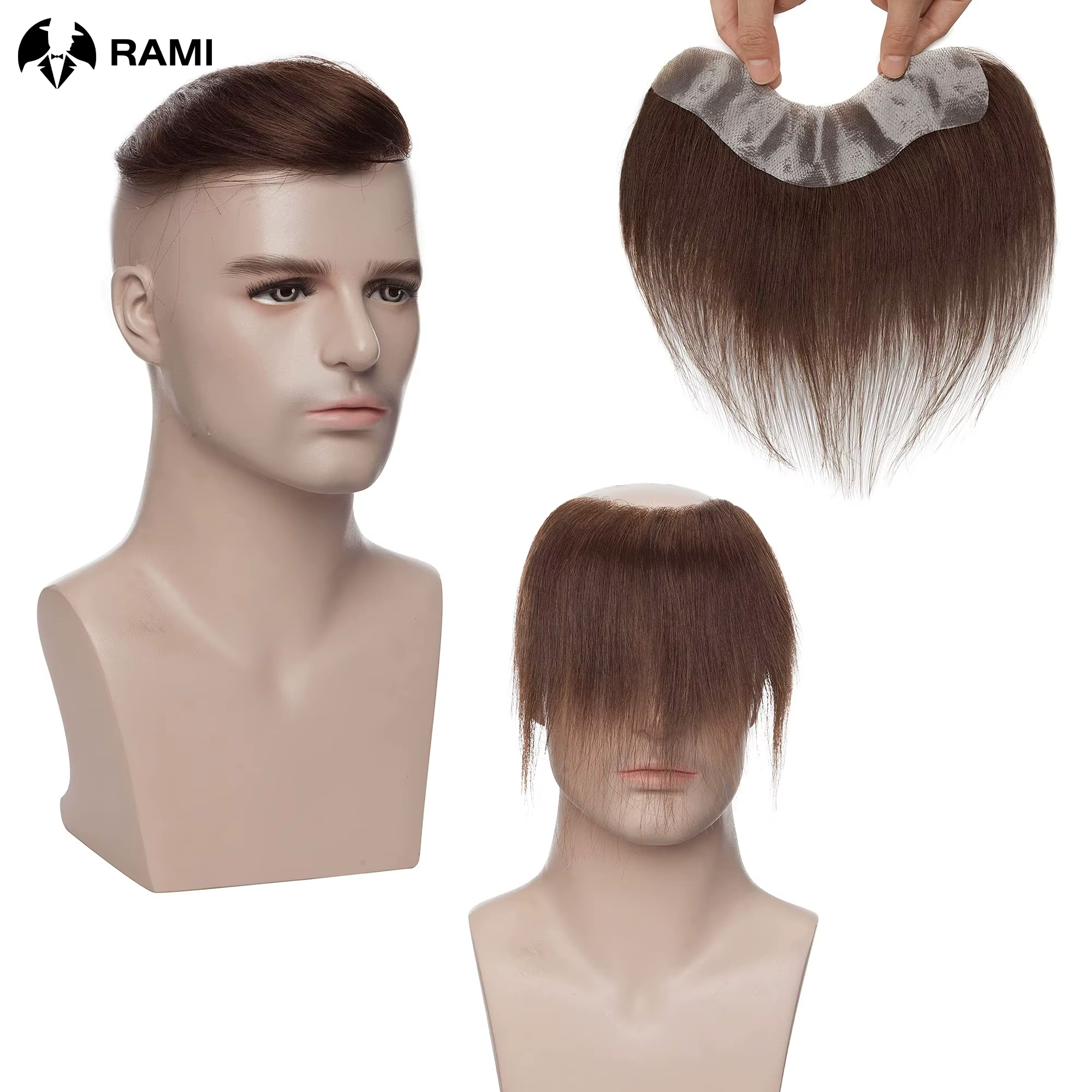 Toupet brun en PU naturel pour hommes