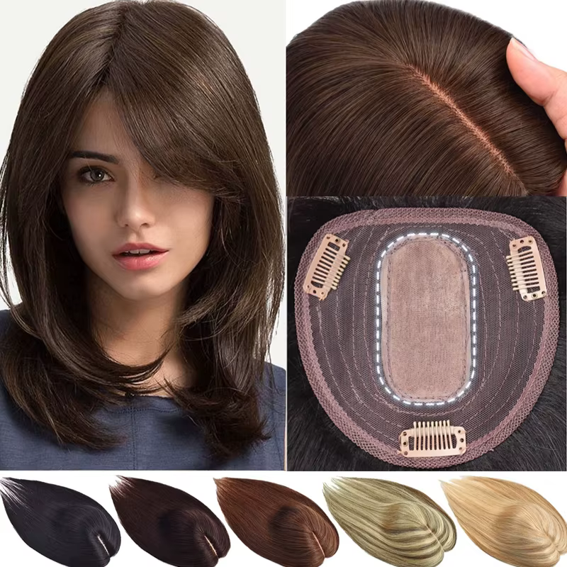 Livraison rapide Topper de cheveux 100% humains | Perruque à clipser pour femme | Couleurs ombrées 1B/613 2/27 | Stock