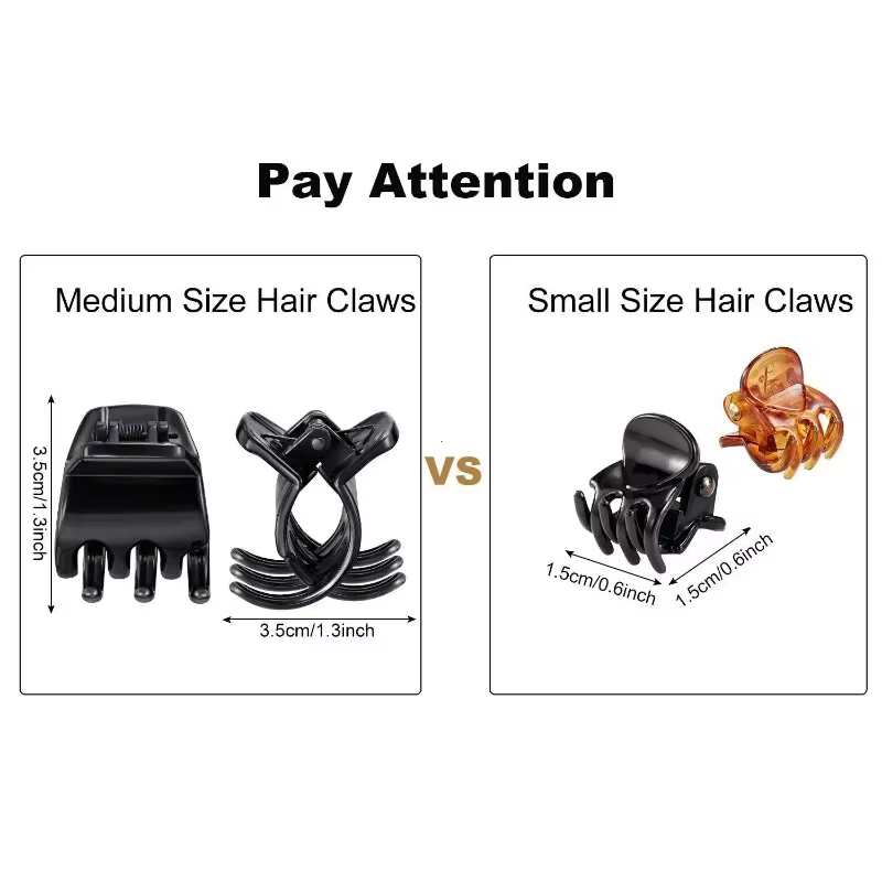 Paquet de 5 pinces à cheveux 1.3 pouces multicolore taille moyenne griffes pince