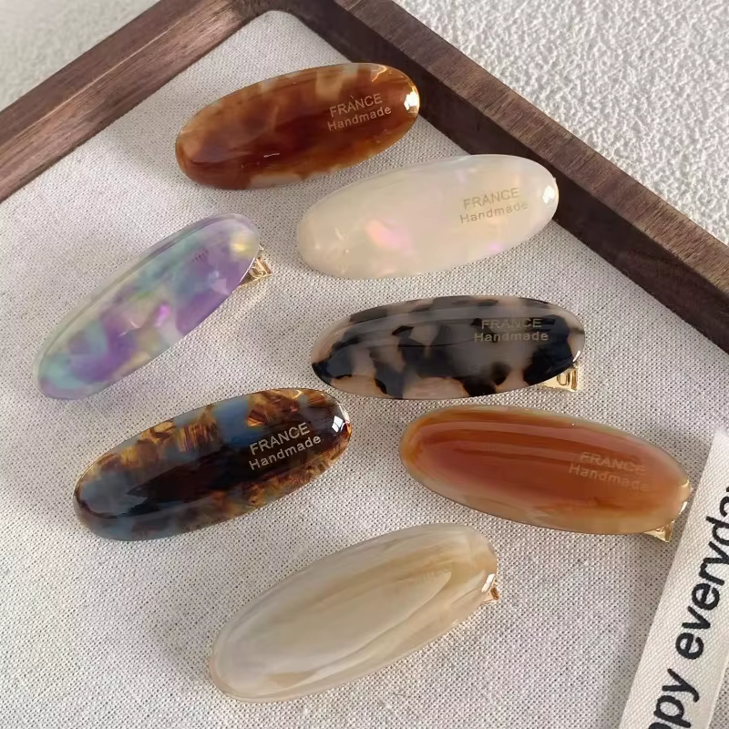Pince à cheveux ovale vintage coréenne en acétate pour femmes et filles