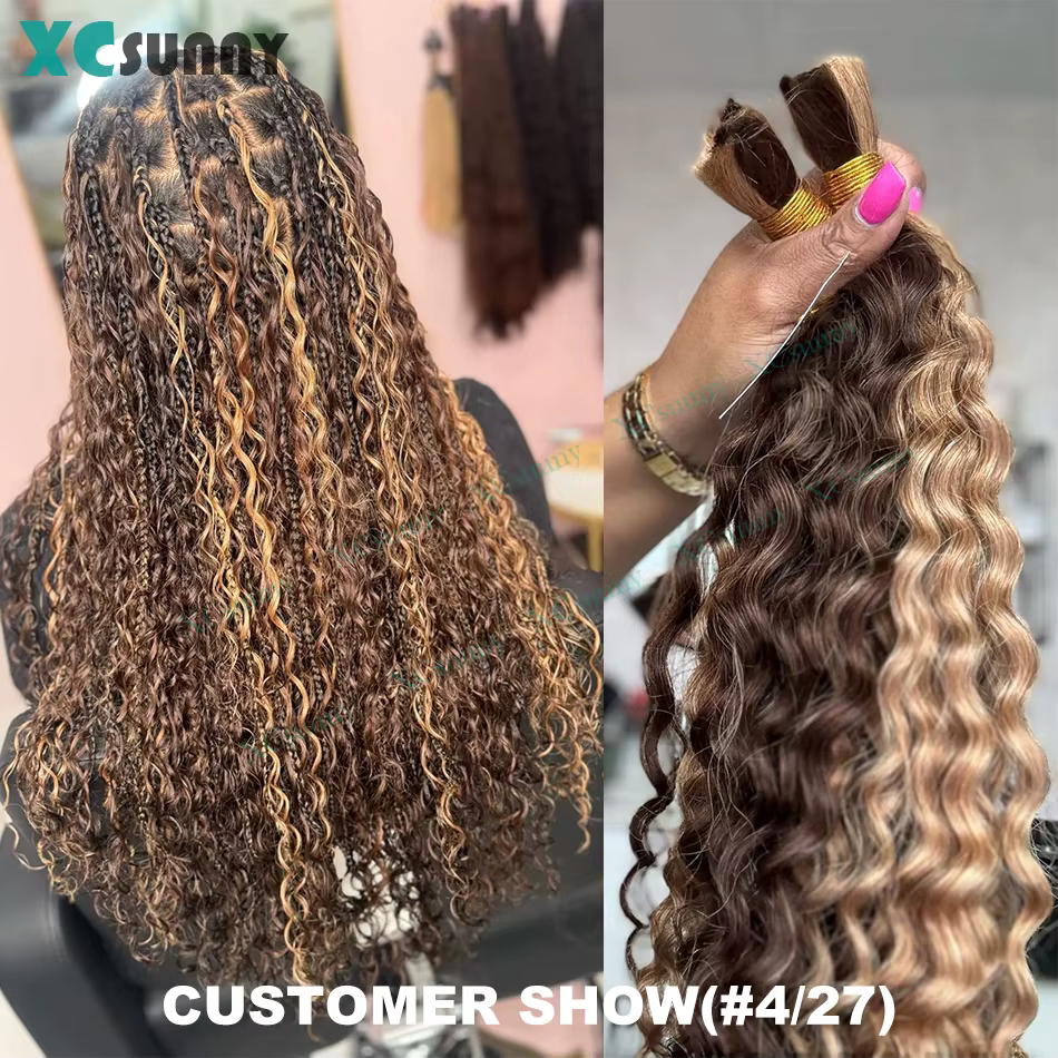Couleur 4 30 cheveux humains en vrac pour tresser Extensions
