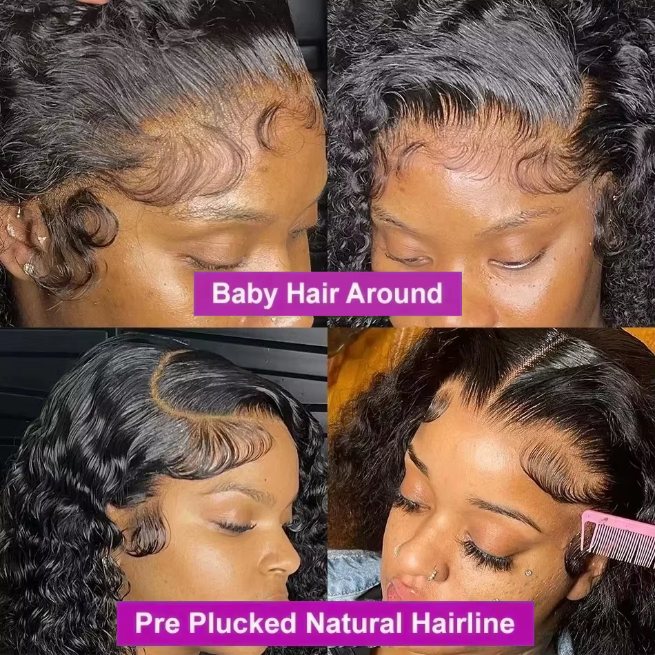 Perruque brésilienne Water Wave Bob avec dentelle frontale