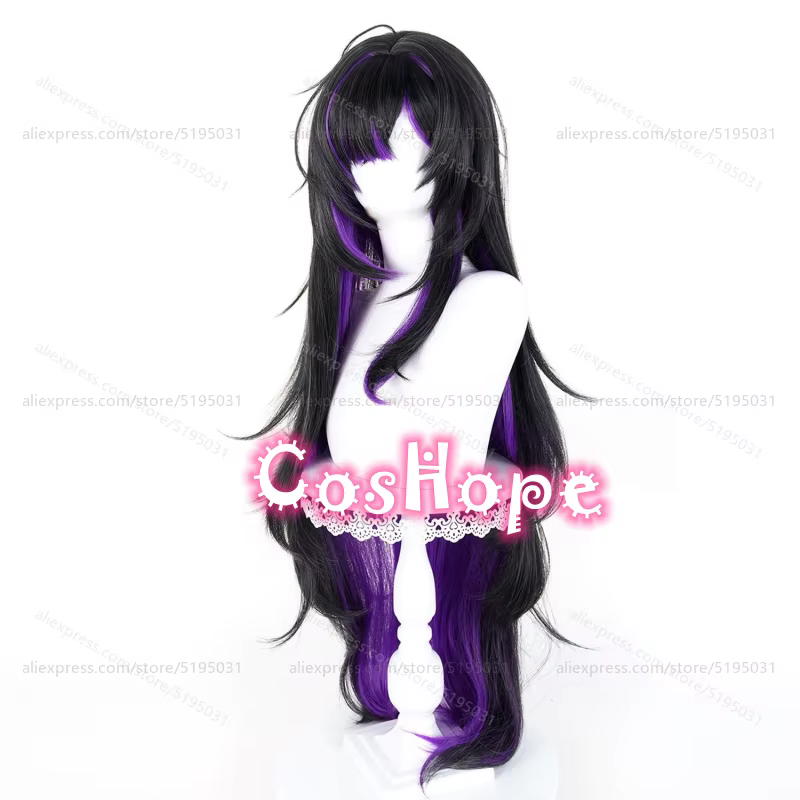 Perruque de cosplay Nikke Label, 100 cm de long, noire et violette mélangée, perruque synthétique résistante à la chaleur pour Halloween, carnaval, fête