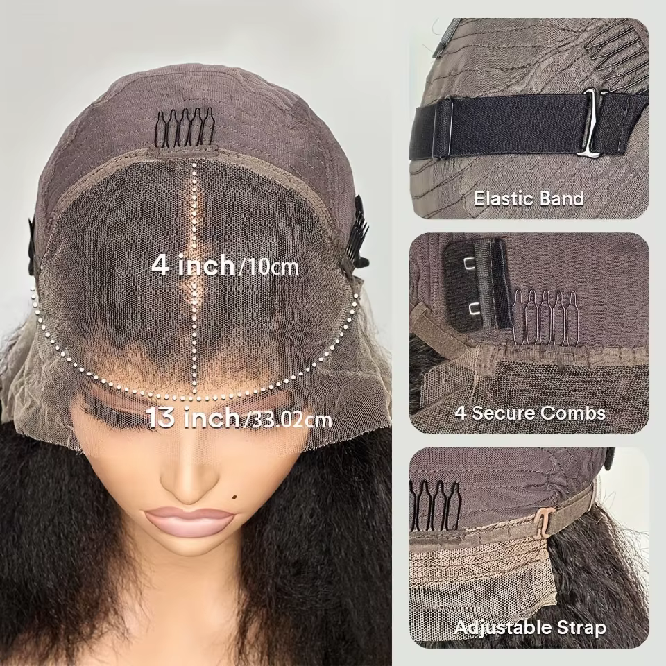 250% densité sans colle Afro bouclés perruques cheveux humains court crépus