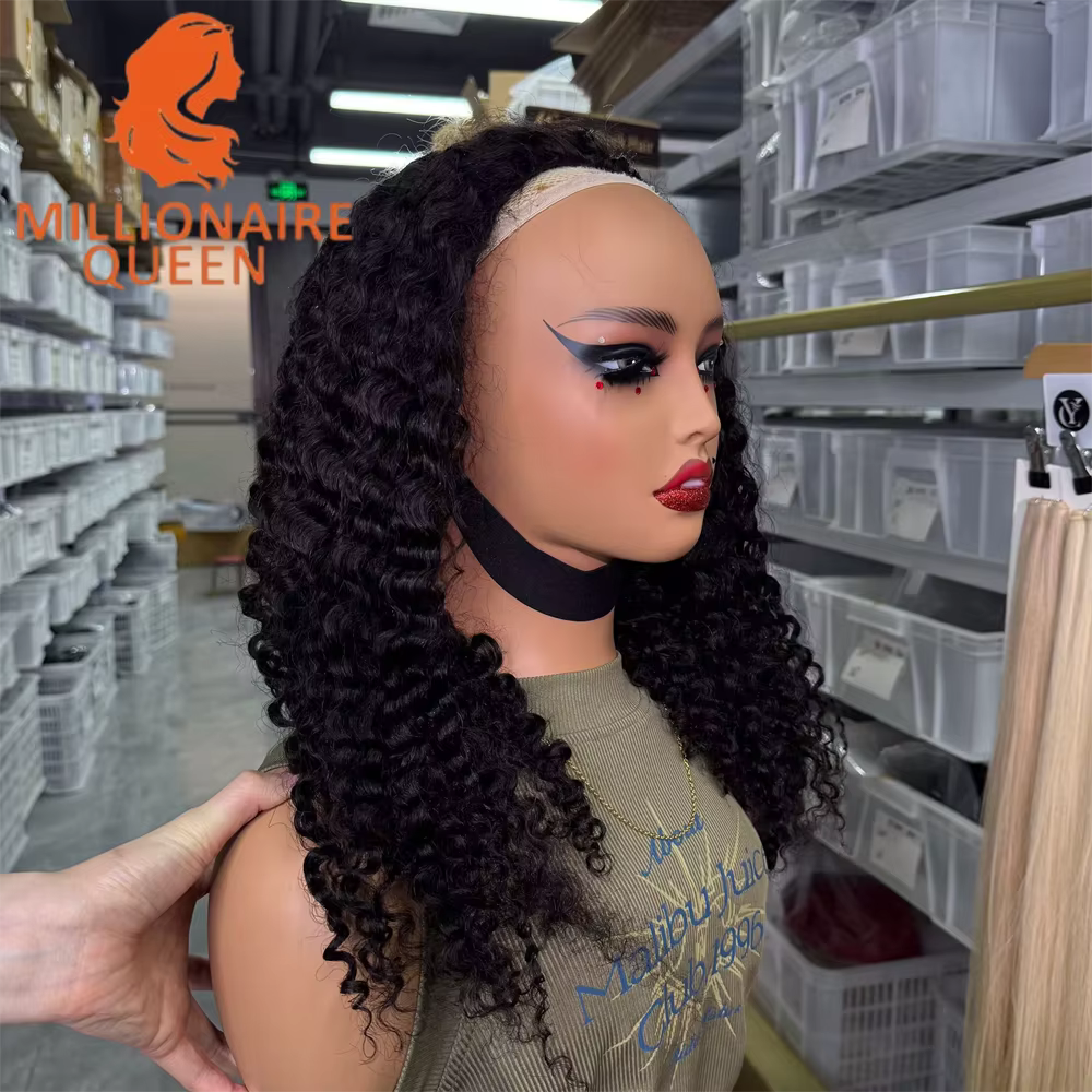 Millionaire Queen birman 3C4A bouclés invisibles demi perruques 100% cheveux humains