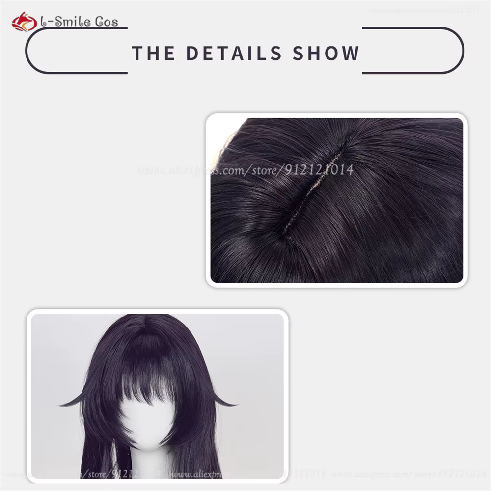 Waguri Kaoruko Perruque de Cosplay synthétique noire violette de 100cm pour femmes