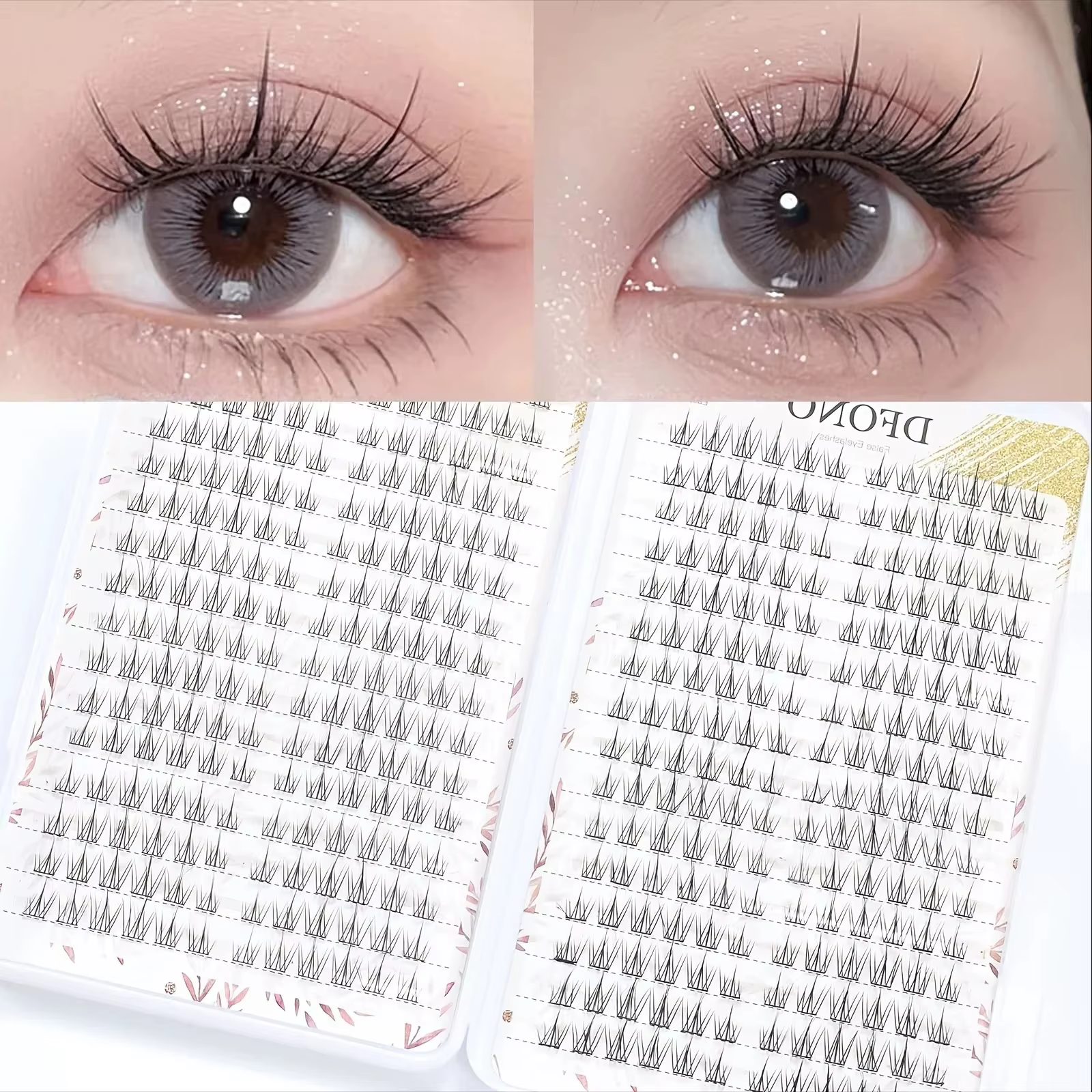 Kit d'extension de cils DIY 384 Sunflower - Grande capacité, bouquets naturels en forme de C 9-11mm, légers style dessin animé
