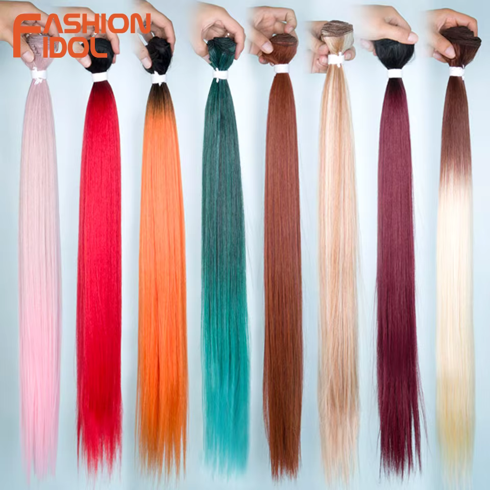 FASHION IDOL 28 pouces 200g trames Yaki cheveux raides tissage synthétique faux
