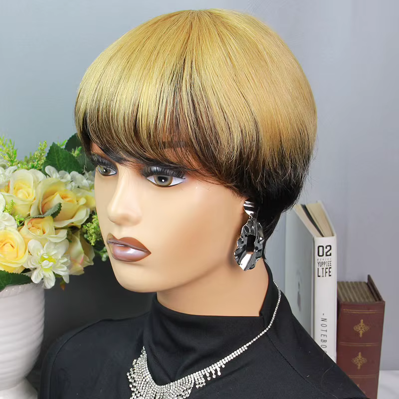Perruque courte Pixie Cut en cheveux humains pour femmes